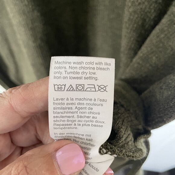 Madewell Dress Sz XL Olive Green Short Sleeved Ribbed Pocket Tee Midi Casual - Picture 4 of 9